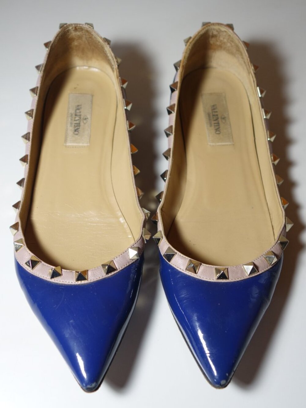 Valentino Garavani Rockstud Patent Leather Ballet Flats w/ Pyramid Studs, Sz 38